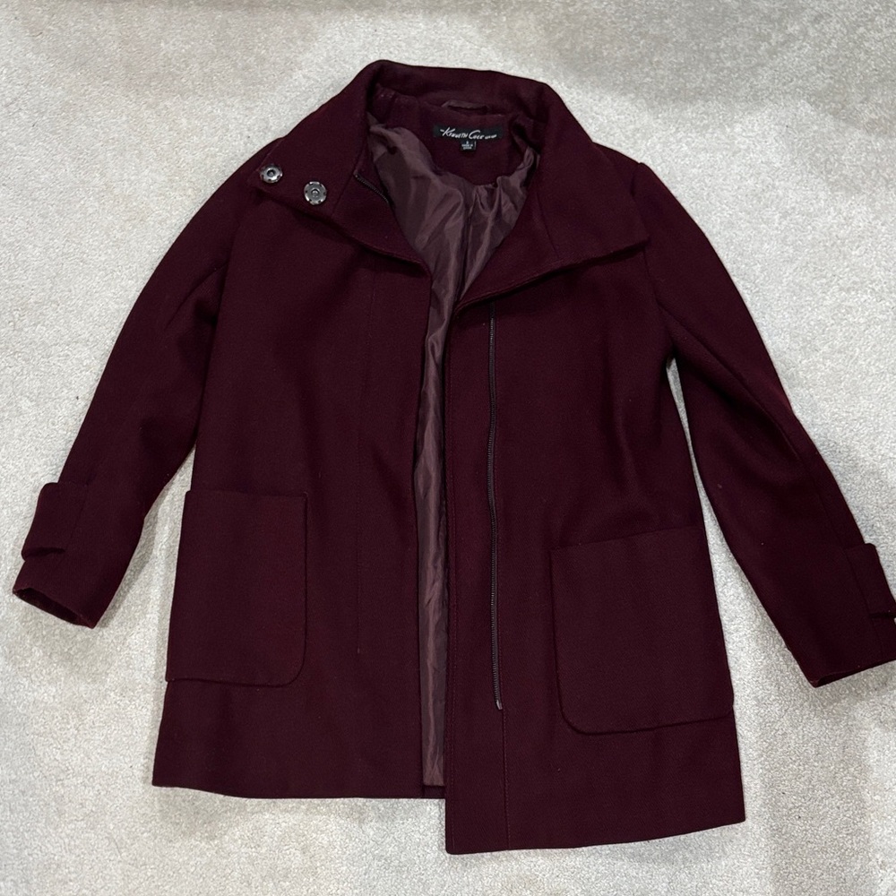 kenneth cole dark wine coat